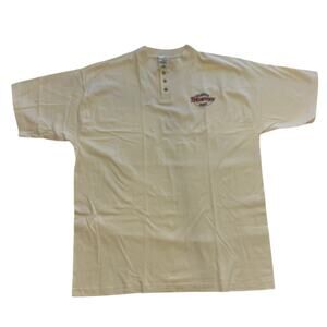 Vintage 90s Tennessee Volunteer State Henley T-Shirt, XL, Cream Embroidered Tee